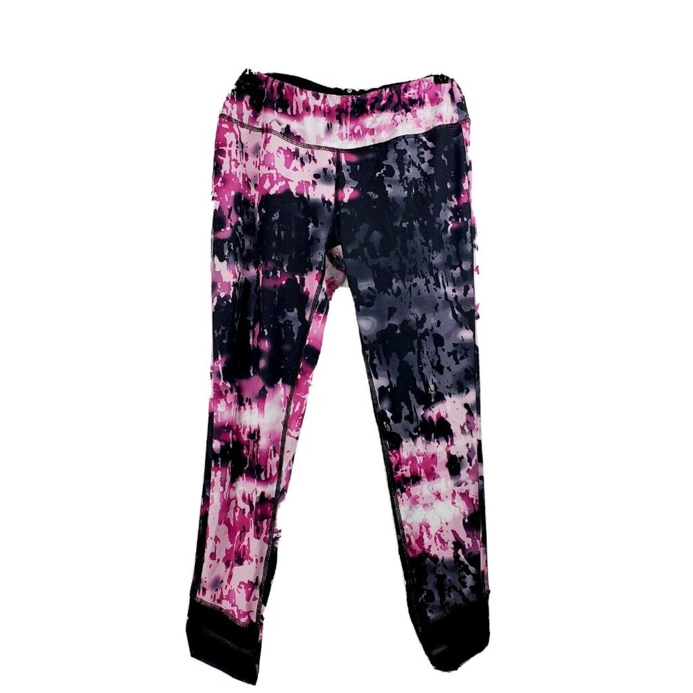 Apana Hot Pink & Black Cropped Midrise Leggings Yoga Pants Sz M